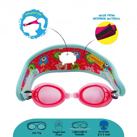 Cheekaaboo [Summer Paradise] Kids / Children Booggles - Untangleable Goggles - Pink Monster (Monster Family)