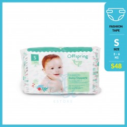 Offspring | Chlorine-free Baby Diapers | S size (Tape) - 1 Pack (48pcs)