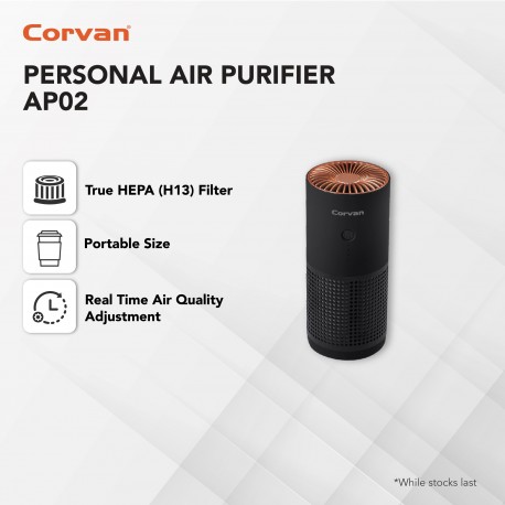 Corvan Personal Air Purifier AP02 (up to 150ft²) (Black)