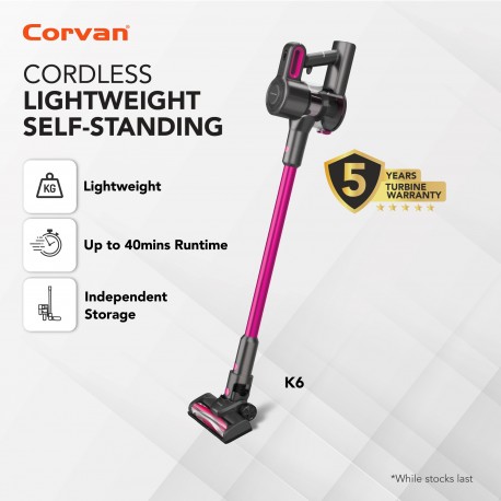 Corvan Cordless Vacuum Cleaner K6 - Wireless for Home & Car. 5-Year Vacuum Motor Warranty