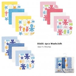 Luvable Friends Super Soft Washcloths - Ocean (6pcs)