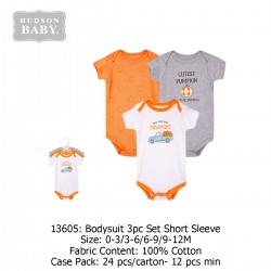 Hudson Baby Hanging Bodysuit Baby Romper (3's/Pack) 13605