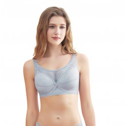 Akarana Maternity Front Snap Lace Nursing Bra (Blue)