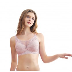 Akarana Maternity Front Snap Lace Nursing Bra (Pink)