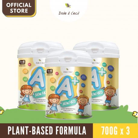 (Newest Batch) Dale & Cecil Miwako A+ Plant-based Formula Milk (700g x 3 Canister)