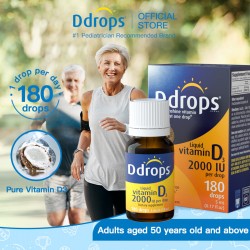 Ddrops Liquid Vitamin D3 2000 IU - For Ages 50+, Supports Bone Health, Immunity and Mood, 5ml