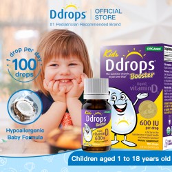 Ddrops Liquid Organic Vitamin D3 600 IU - Vitamin D for Kids, Supports Teeth & Bone Health, Preservative-Free, 2.8ml