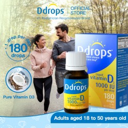 Ddrops Liquid Vitamin D3 1000 IU - For Ages 18-50, Ideal for Pregnant Women, Supports Bone Health & Immunity, 5ml