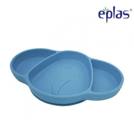 Eplas Baby Suction Plate with 3 Compartment - Silicone Placemat (ESL-P01/Blue)