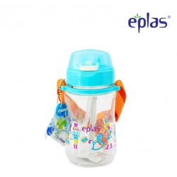 Eplas Kids Water Bottle with Push Button, Straw & Removable Strip 380ml (EGB-380BPA/Blue)