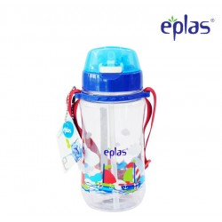 Eplas Kids Water Bottle with Push Button, Straw & Removable Strip 480ml (EGB-480BPA/Blue)