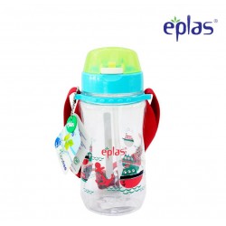 Eplas Kids Water Bottle with Push Button, Straw & Removable Strip 480ml (EGB-480BPA/Turquoise)