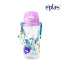 Eplas Kids Water Bottle with Push Button, Straw & Removable Strip 580ml (EGB-580BPA/Purple)
