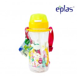 Eplas Kids Water Bottle with Push Button, Straw & Removable Strip 580ml (EGB-580BPA/Yellow)