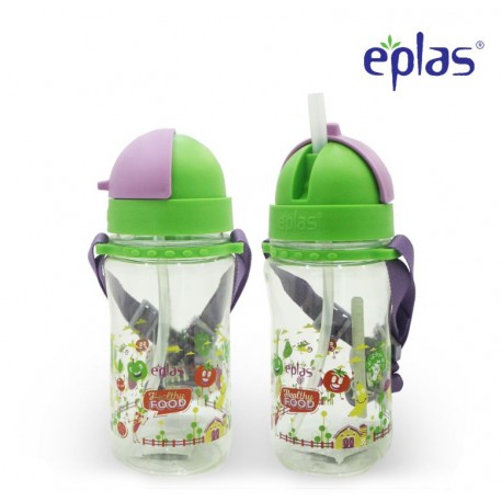 Eplas Kids Water Bottle with Straw & Removable Strip 480ml (EGBQ-480BPA/Green)