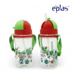 Eplas Kids Water Bottle with Straw & Removable Strip 480ml (EGBQ-480BPA/Red)