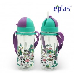 Eplas Kids Water Bottle with Straw & Removable Strip 580ml (EGBQ-580BPA/Green)