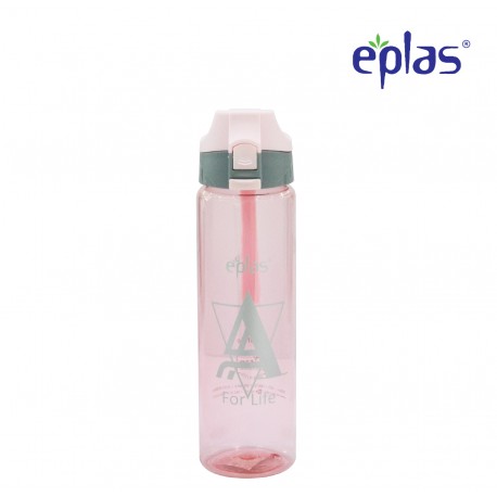 Eplas Water Bottle with Push Button Cover & Silicone Handle 750ml (EGD-750BPA/PinkAForLife)