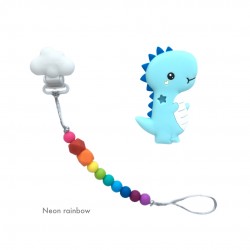 Teether Joy Neon Rainbow (Blue T-Rex)