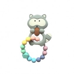 Teether Joy Pastel Duo - Grey Raccoon Ring