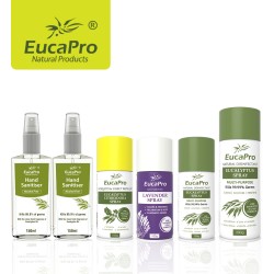 Eucapro Eucalyptus Spray 200gm+100gm + Lavender 100gm + Citriodora 100gm + Hand Sanitiser 150ml x 2) Total 6 units
