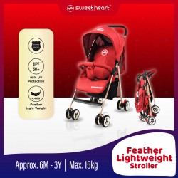 Sweet Heart Paris ST250 Lightweight Compact Size Baby Stroller Pram Jogger with 8 EVA Wheels (Red)