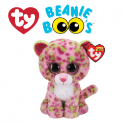 Ty Plush Toys (Malaysia Official)  Beanie Boos Medium  Lainey the Pink / Green Multicolor Leopard