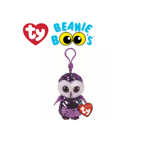 Ty Plush Toys (Malaysia Official) Flippables Clip, Regular and Medium Moonlight the Purple Sequin Owl Sequins Soft Toys