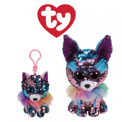 Ty Plush Toys (Malaysia Official) Flippables Clip, Regular and Medium Yappy the Blue Purple Sequin Chihuahua Sequins Soft Toys