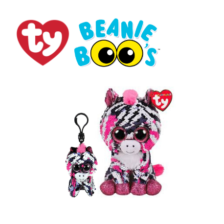 Ty Plush Toys (Malaysia Official) Flippables (Multiple Sizes) Zoey the Pink Zebra Sequins Soft Toys