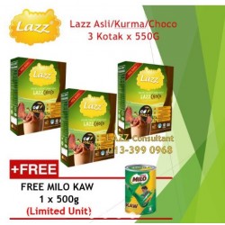 Lazz Susu Kambing Choco Kurma 550g - 3 Boxes Free Milo Kaw
