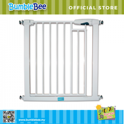Bumble Bee Baby Safe Auto-Close Magnetic Gate (White) and Extensions (Pagar Baby)