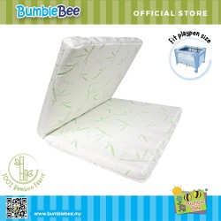 Bumble Bee FOLDABLE Playpen / Travel Cot Topper Foam Mattress with Bamboo Fibre Fabric Cover