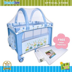 Bumble Bee 2 Levels Bassinet Playpen with FREE NATURAL LATEX MATTRESS worth RM199.90
