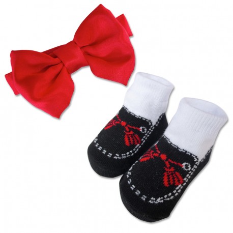 Bumble Bee Baby Bow Tie with Socks Set (Red)  