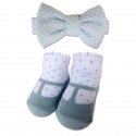 Bumble Bee Baby Bow Tie with Socks Set (Polka Blue) (XLA0027)