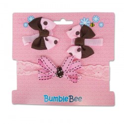 Bumble Bee Headband & Hair Clips Set (Brown) (XLA0037)