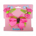 Bumble Bee Hair Clips Set (Shocking Pink) (XLA0036)