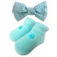  Bumble Bee Baby Bow Tie with Socks Set (Teal)  