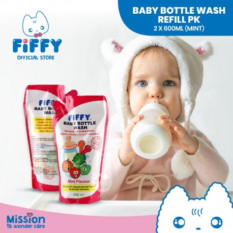 FIFFY Bottle Wash Mint Flavour Refill Pack 98-622 (600ml x 2) - 20490430