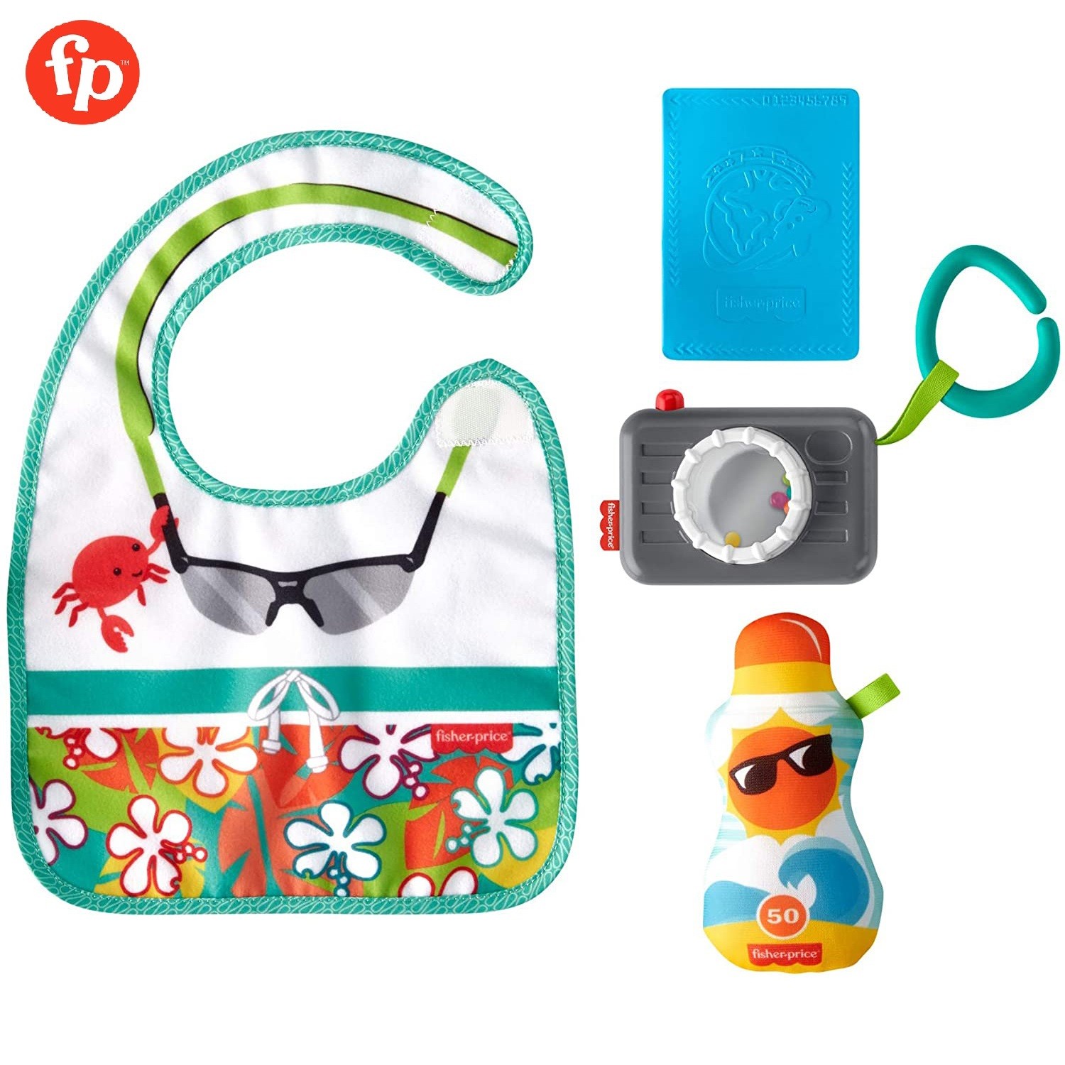 Fisher-Price Cutest Chef Gift Set, 4 cooking-themed baby toys with wearable  bib and teether for babies ages 3 months and older