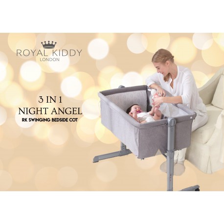 Royal Kiddy London 3 in 1 NIGHT ANGEL Bedside Cot (Grey)