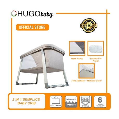 Hugo Baby Semplice 2 in 1 Foldable Baby Rocking Crib (Brown)