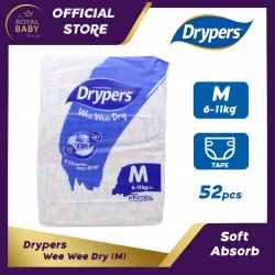 Drypers Wee Wee Dry Disposable Diapers (M) 6-11kg (52pcs)