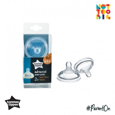 Tommee Tippee Closer To Nature Anti Colic Plus Teat - Fast Flow (Pack of 2)
