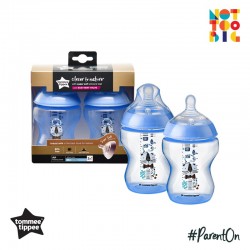 Tommee Tippee CTN PP with Super Soft Teat Tinted Bottle 260ml/9oz 2pk - Blue (Cat)