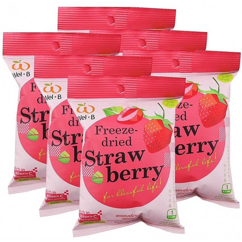 Wel.B Freeze Dried Strawberries Bundle (6 Packets) | Food