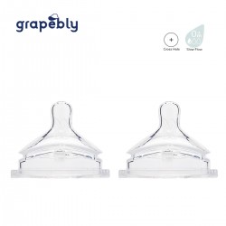 Grapebly Silicone Anti Colic Teat Slow Flow - Cross Hole (2 pieces)