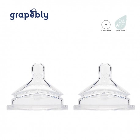 Grapebly Silicone Anti Colic Teat Slow Flow - Cross Hole (2 pieces)