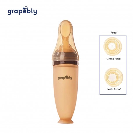 Grapebly Baby Silicone Food Feeder 120ml / 4oz - For Puree (Coffee)